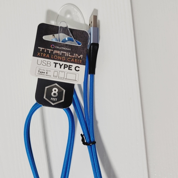 COPY - NEW CELLTRONIX Titanium Xtra Long Cable USB Type C 8Ft (Blue) - Picture 2 of 4